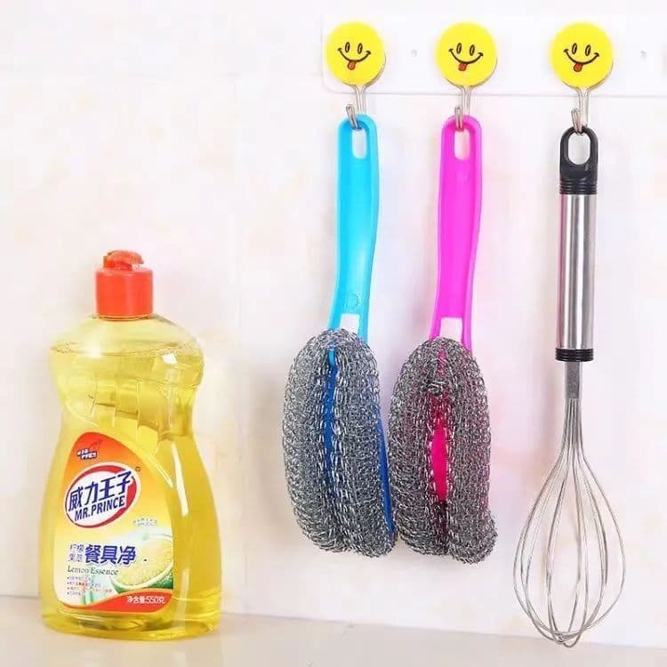 Stainless steel kitchen pot scourer with handle, no shedding
