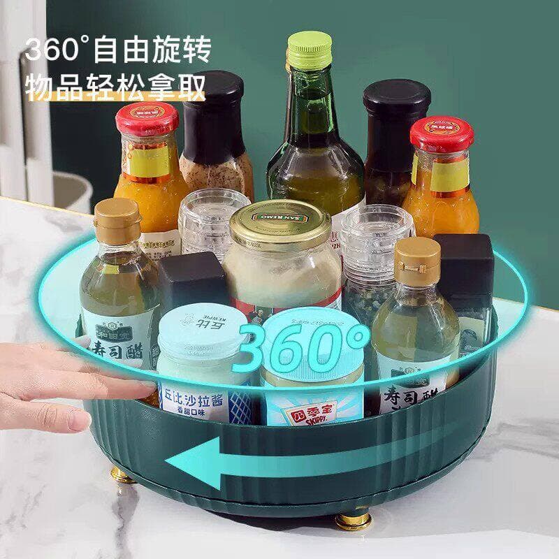 Kitchen Rotating Spice Rack 360 Degree Multi-functional Seasoning Organizer Light Luxury Fruit Tray