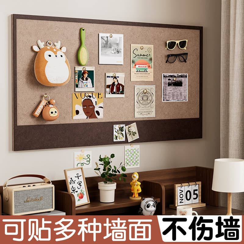 Felt board photo wall display, cork-free pin board for polaroids, DIY, no drilling required