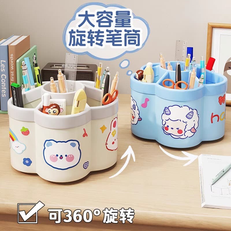 Rotating Pencil Holder Multifunctional Large Capacity Desk Stationery Organizer for Office