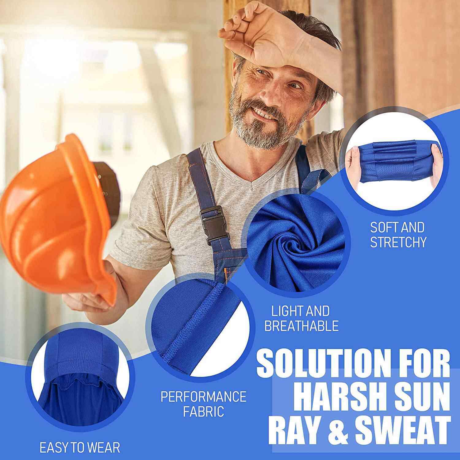 Construction Site Shade Cape Hat with Inner Head Cover, Ice Silk Neck Flap, Summer Cooling Sun Protection Long Tail Hat