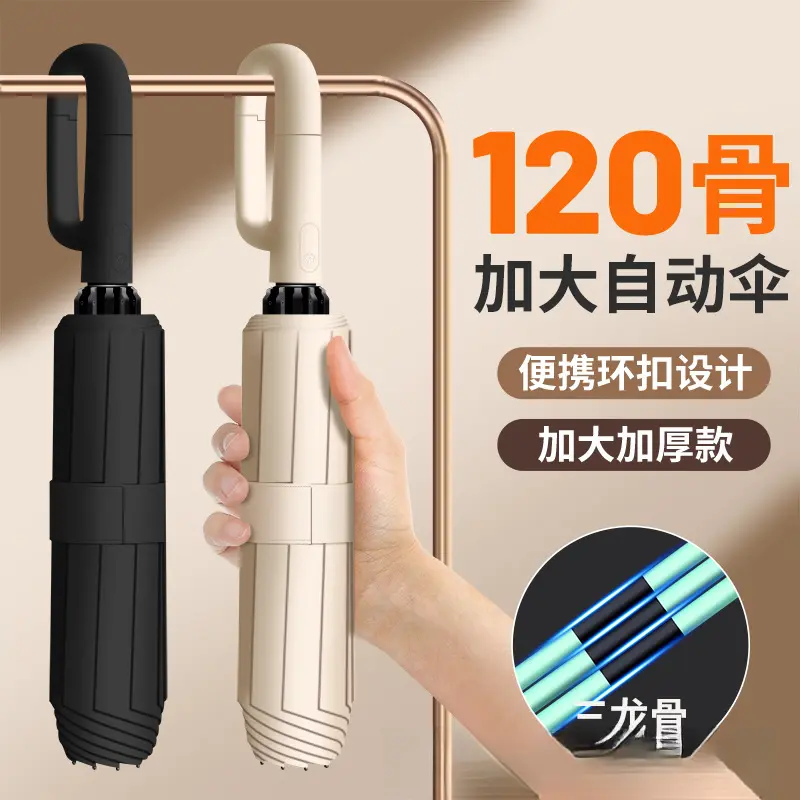 High quality automatic open-close all-weather ring buckle umbrella, unisex, sun and rain, home daily use set