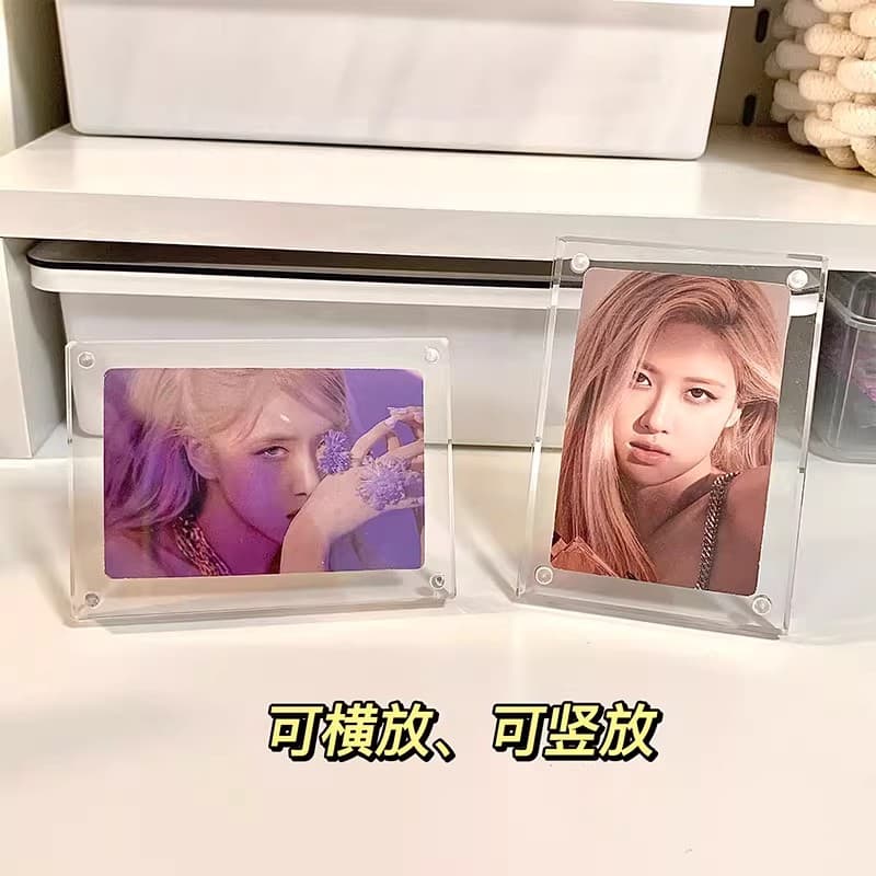 Premium Acrylic Photo Frame for Polaroid 3-Inch Photos, Card Holder, Display Stand, Magnetic Tabletop