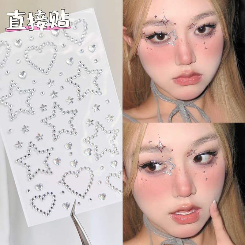 Concert face diamond sticker for cheek decoration, self-adhesive, for Children's Day and New Year's Day