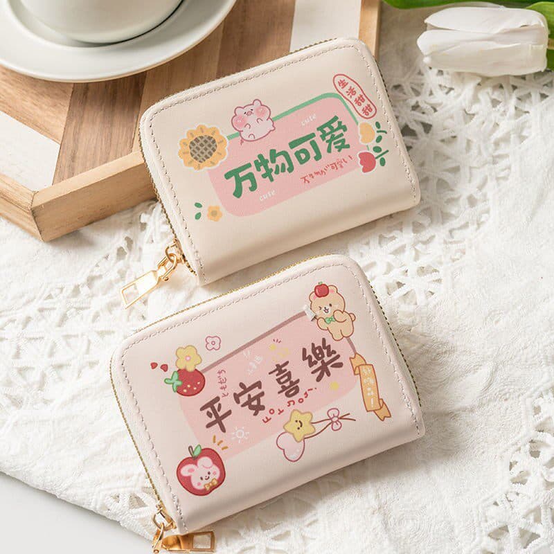 Cute Card Holder Cartoon Sweet Mini Ultra-Thin Compact Portable Large Capacity Multi-Slot Student Anti-Demagnetisation Card Case