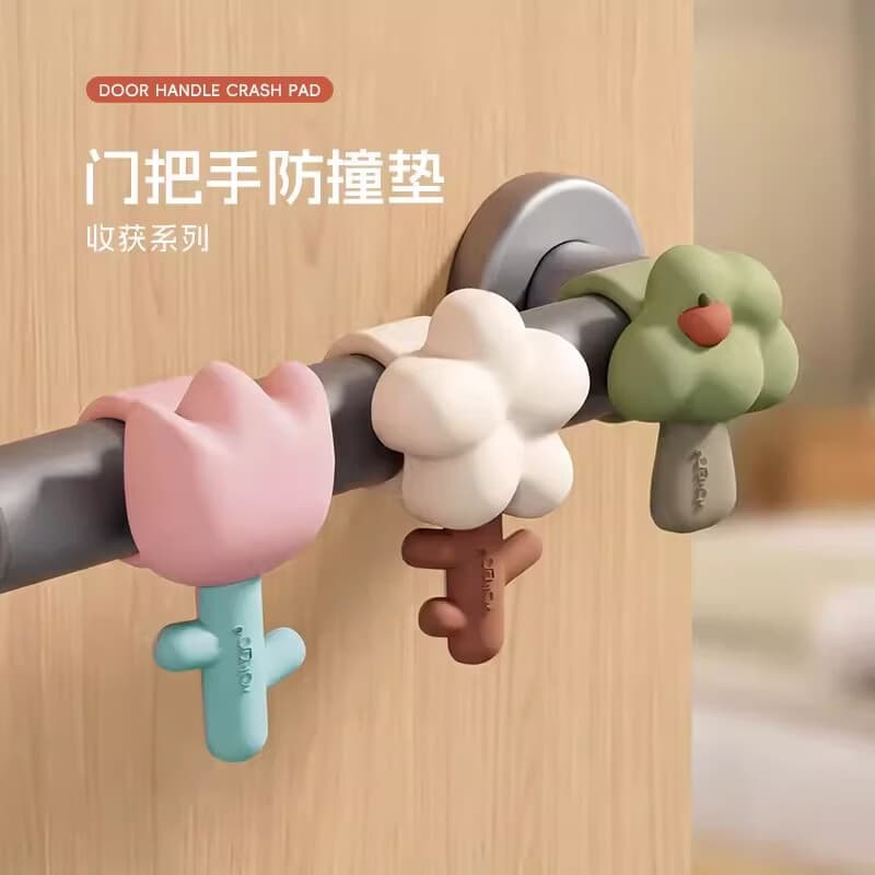 Door Handle Protector Cover Flower Anti-slip Anti-collision Pad Silicone Buffer for Entry and Bedroom Doors