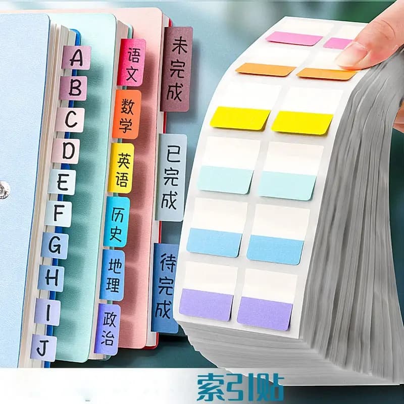 Index Tabs Sticky Notes Transparent Writeable Paper Label Stickers for Students Morandi Classification Indicator