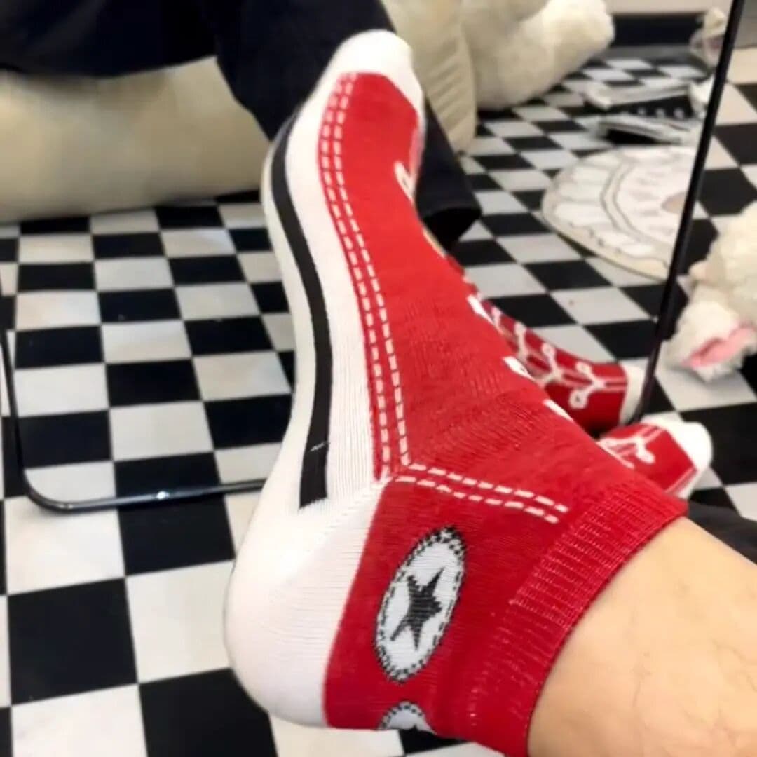 Creative Canvas Shoe Socks College Style Casual Crew Socks for Couples, Novelty Cotton Low-Cut Sports Student Socks