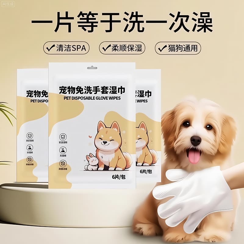 Pet No-Rinse Cleaning Gloves for Cats and Dogs