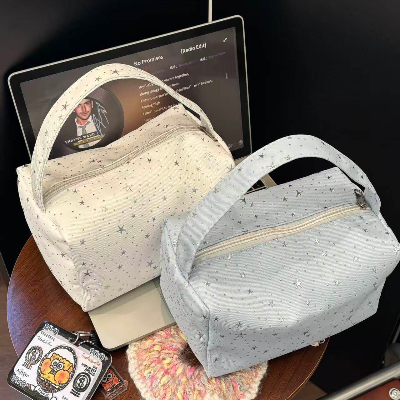 Star Dot Cosmetic Bag, Large Capacity, Portable Handbag Wash Bag, Makeup Organiser for Women