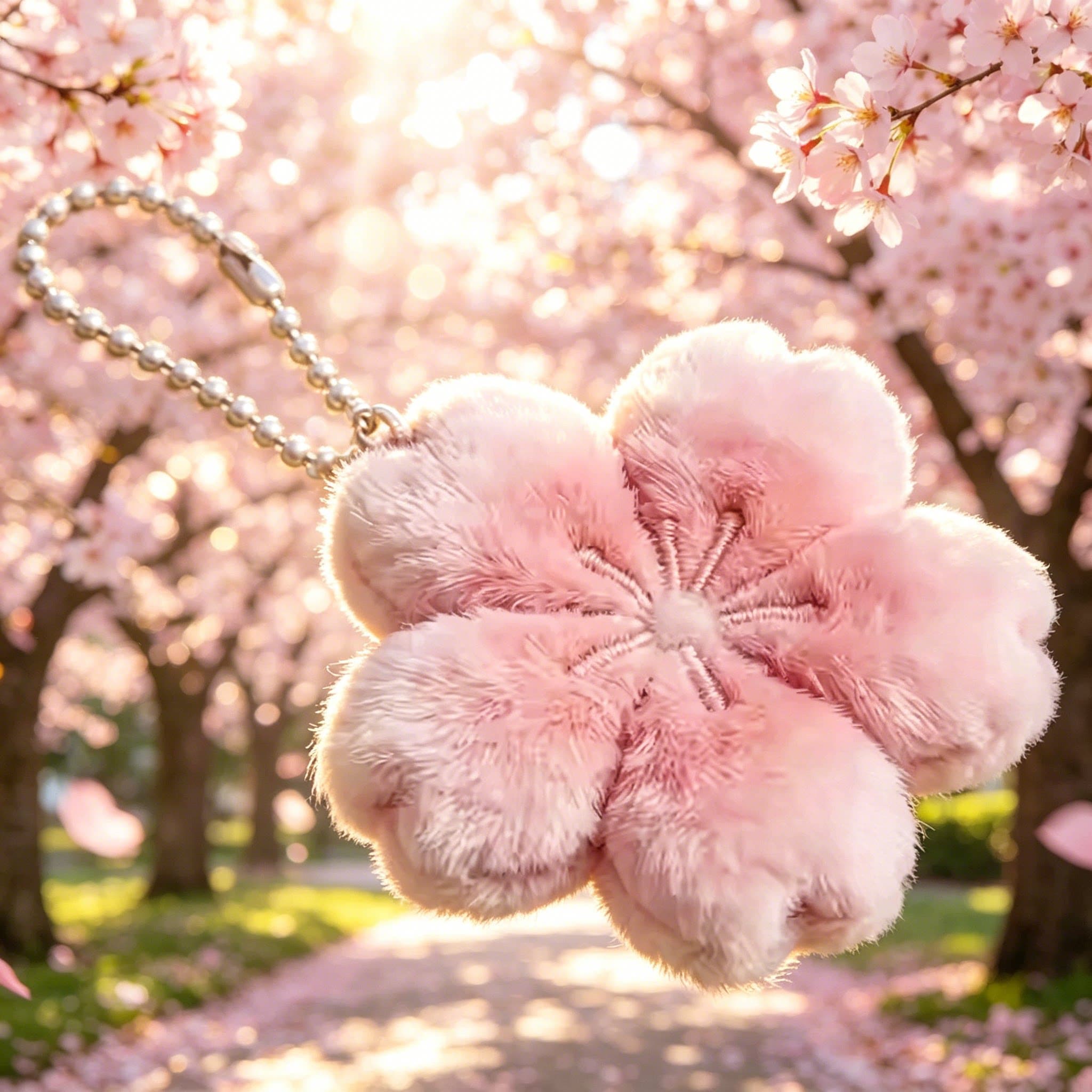 Cherry Blossom Bag Charm Keyring 2026 New Cute Plush Decorative Keychain
