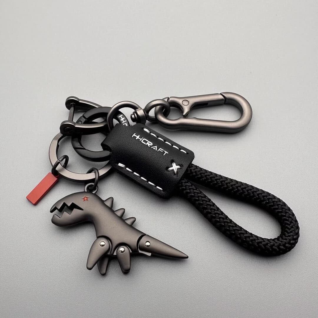 Cute Cartoon Dinosaur Keyring – Leather Car Keychain, School Bag Charm
