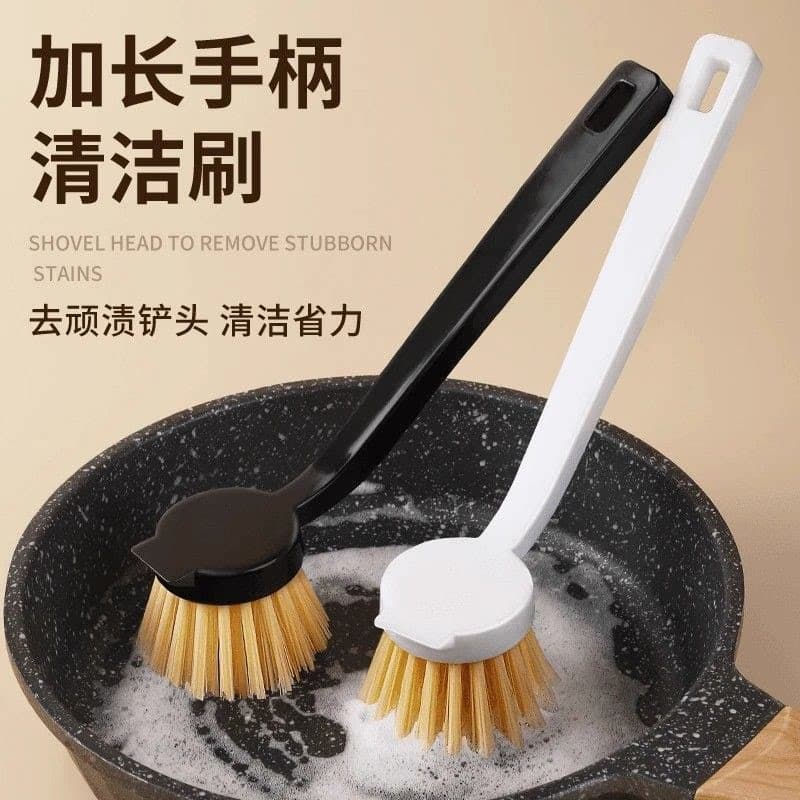 Long-handled kitchen pot brush, non-stick, no shedding, household cleaning brush