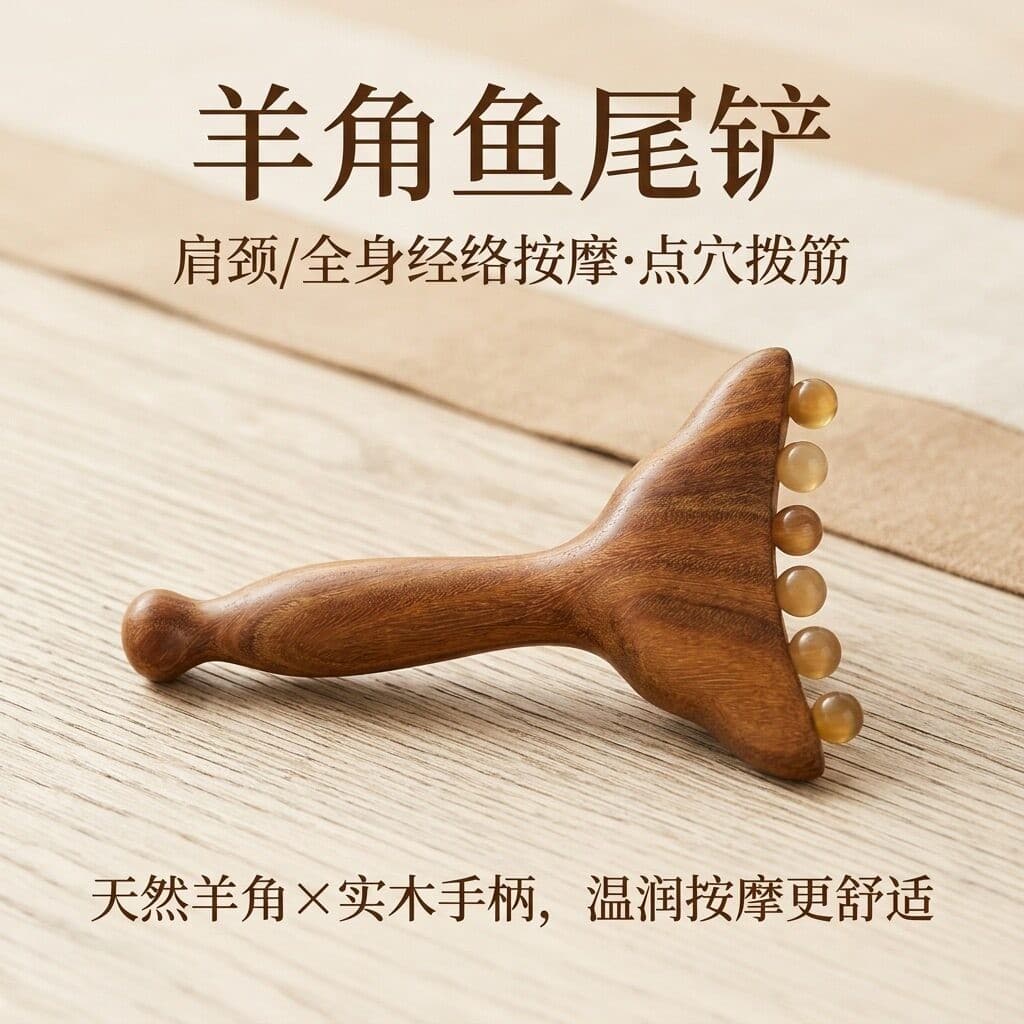 Green sandalwood horn comb and gua sha tool set