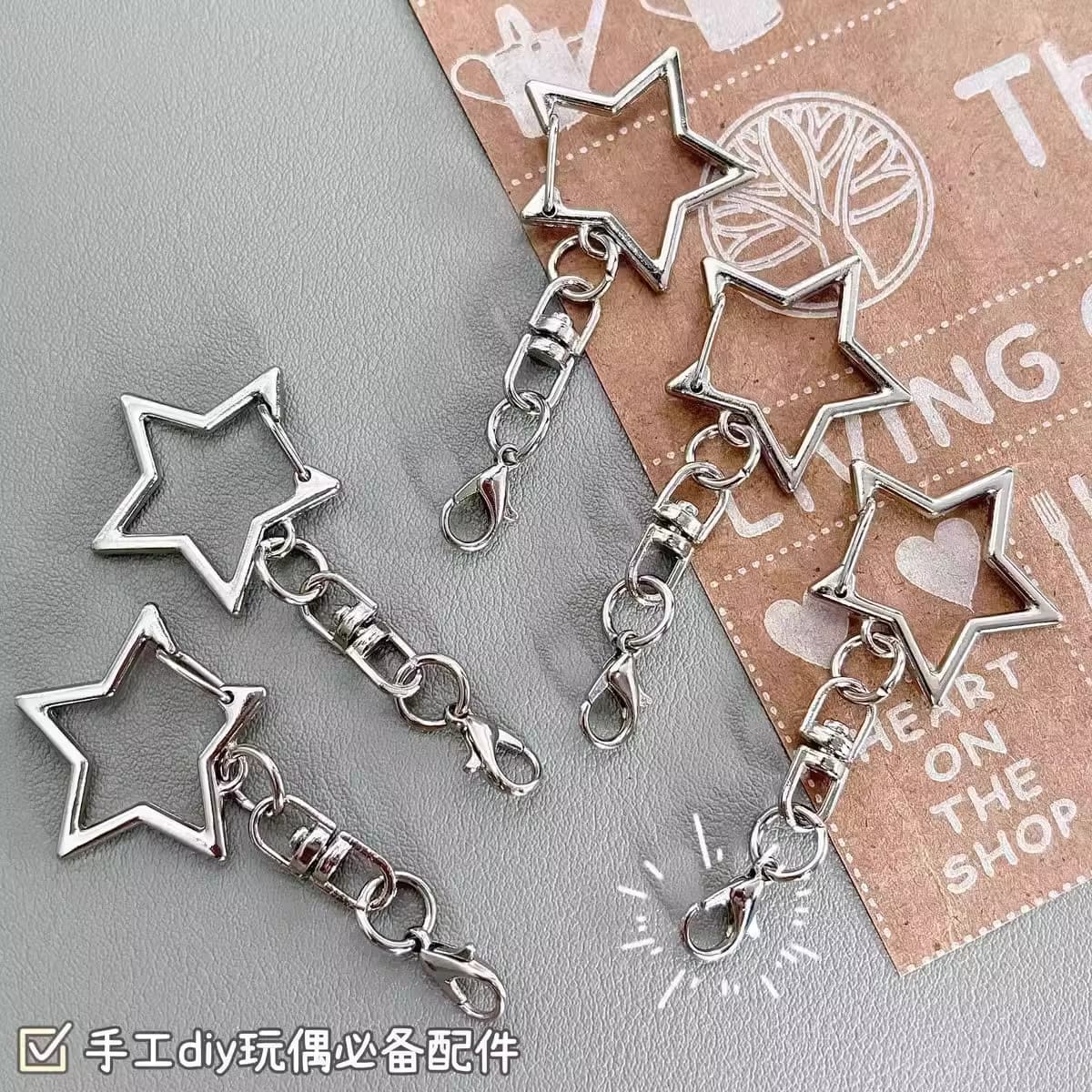 DIY keychain accessories lobster clasp doll star card making pendant creative gift hook key ring