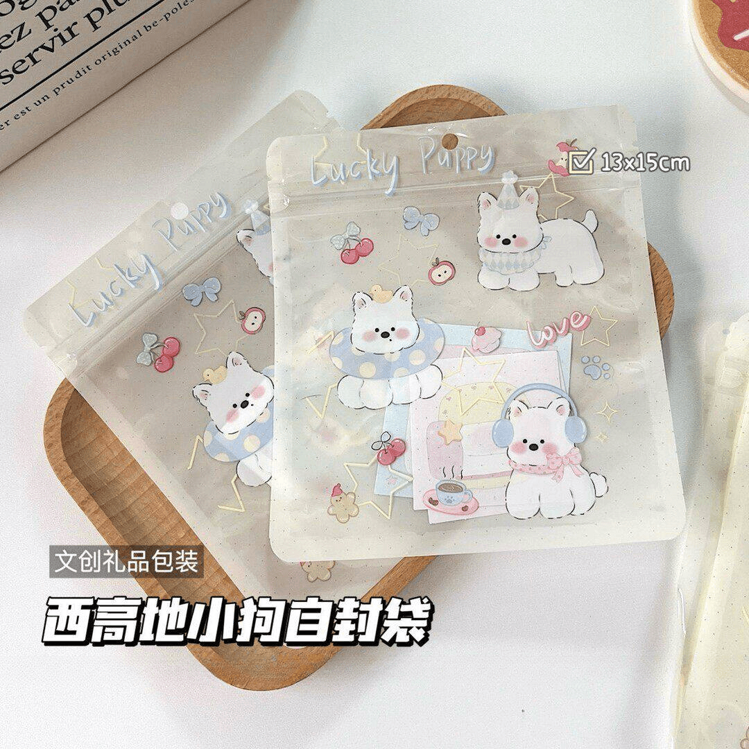 West Highland Terrier Self-Seal Bags, Clear Gift Bags, Cute Candy Bags for Stationery and Packaging