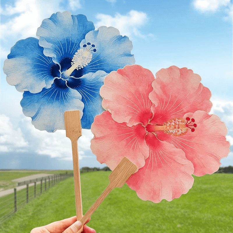 Hibiscus Fan - Photo Prop for Tourism Spots, Hanfu, National Style Cultural Creative Fan