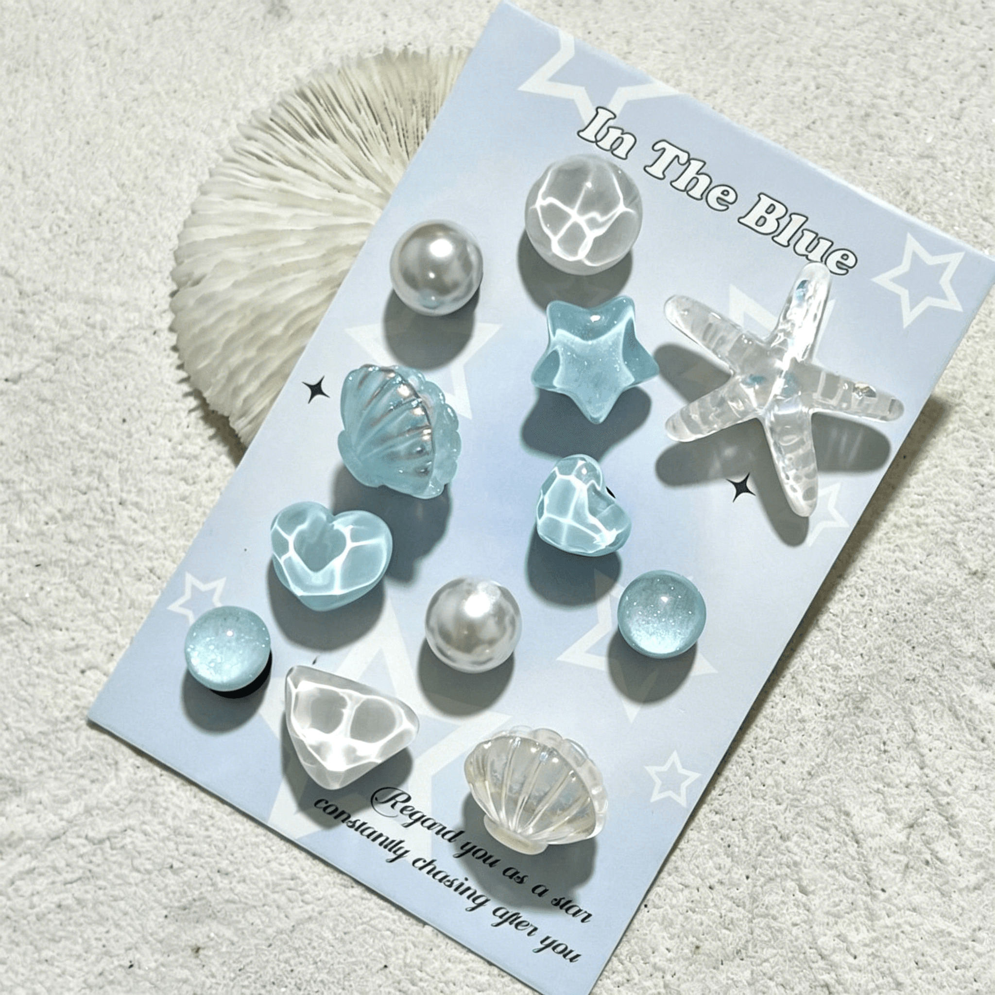 Blue Secret Starfish Shell Ocean Croc Shoe Charms DIY Decorative Removable Accessories