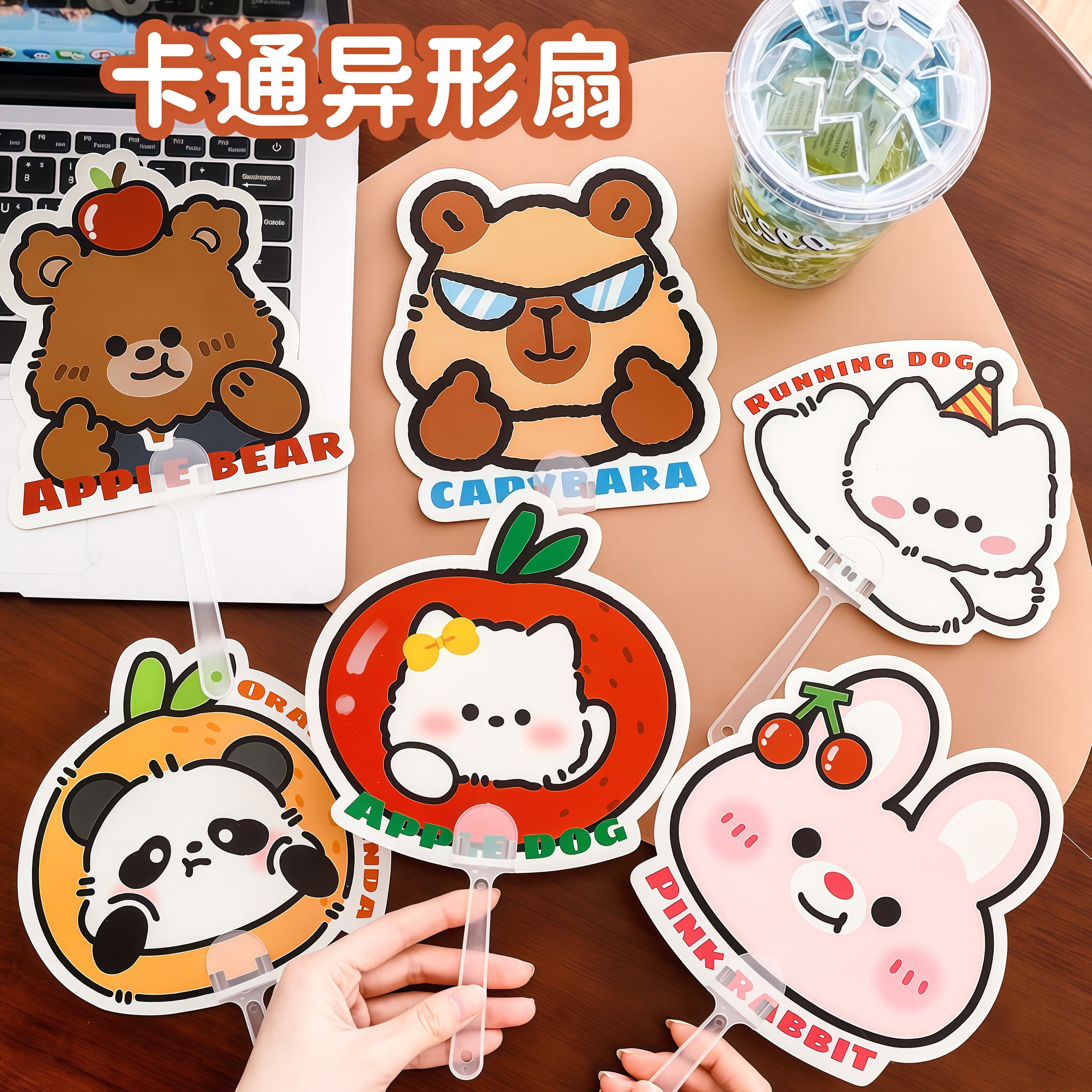 Cartoon animal mini fan for kids, summer portable plastic promotional fan, cute gift