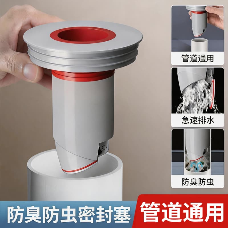 Universal Basin Drain Odour Trap with Extended Downpipe and Sealing Ring