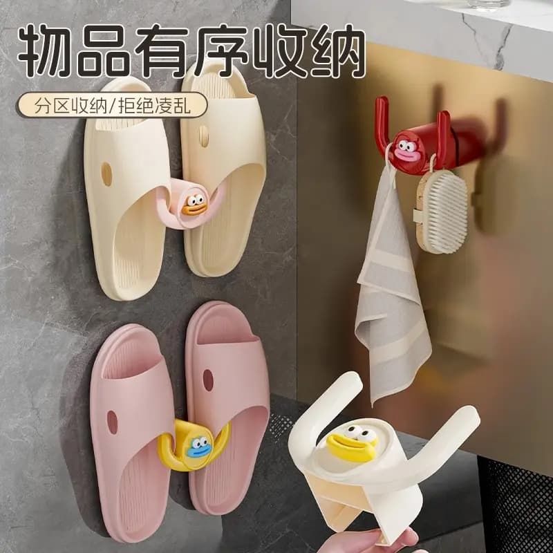 Bathroom Wall-Mounted Slipper Drainer Rack with Adhesive Mount, No Drilling Required, Home Bathroom Wall Organiser Shoe Rack