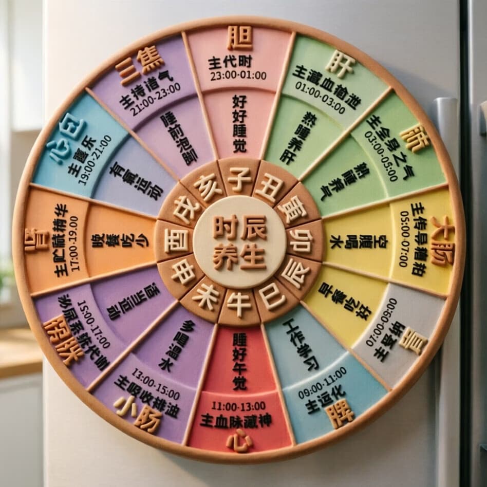 24-Hour Body Clock Acrylic Flat Fridge Magnet – TCM Huangdi Neijing Twelve Meridian Health Magnet