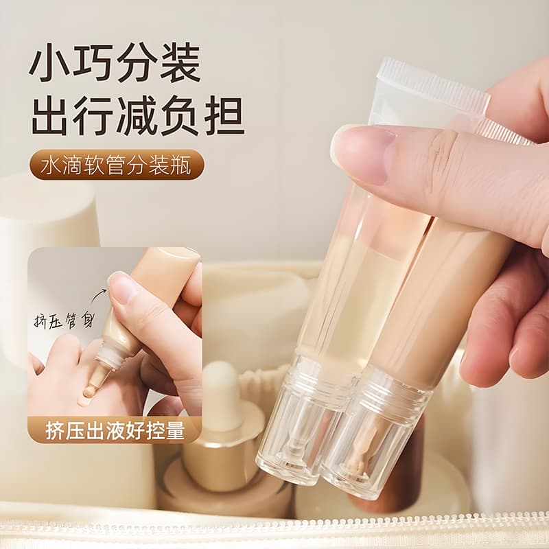 Water Drop Head Squeeze Tube Travel Cosmetic Container for Foundation, Serum, Lotion, Portable Small Empty Tube