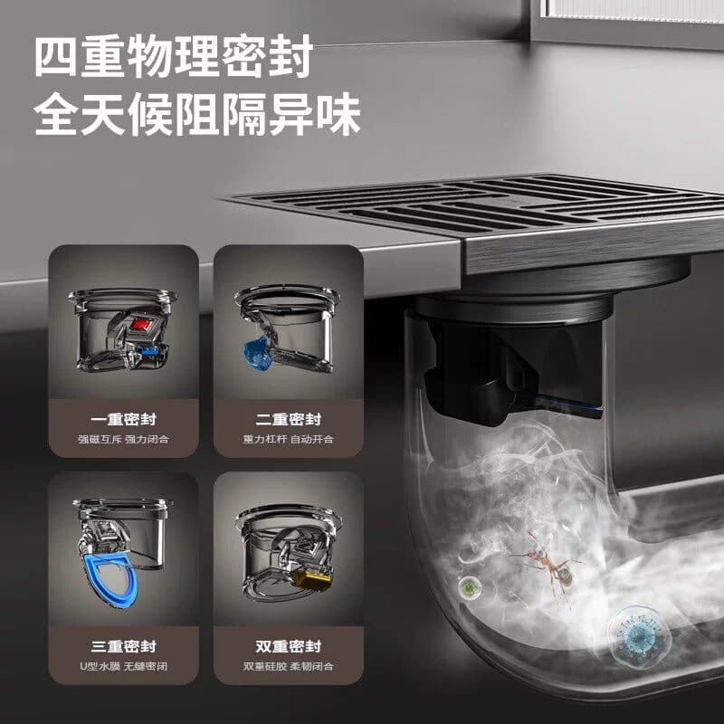 Alloy odour-proof and insect-proof floor drain for bathroom and toilet, high-flow, anti-backflow core