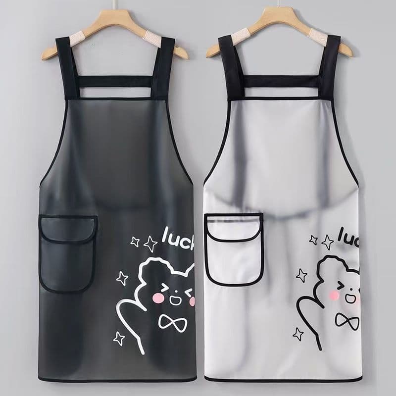 TPU Reusable Translucent Waterproof Apron for Kitchen Cooking, Unisex, Oil-Resistant