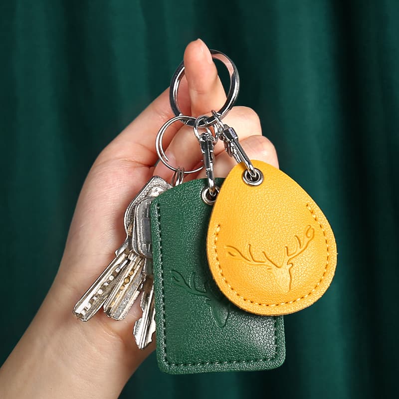 Access card holder, small rectangular with teardrop keyring, cute creative mini for residential and lift access cards