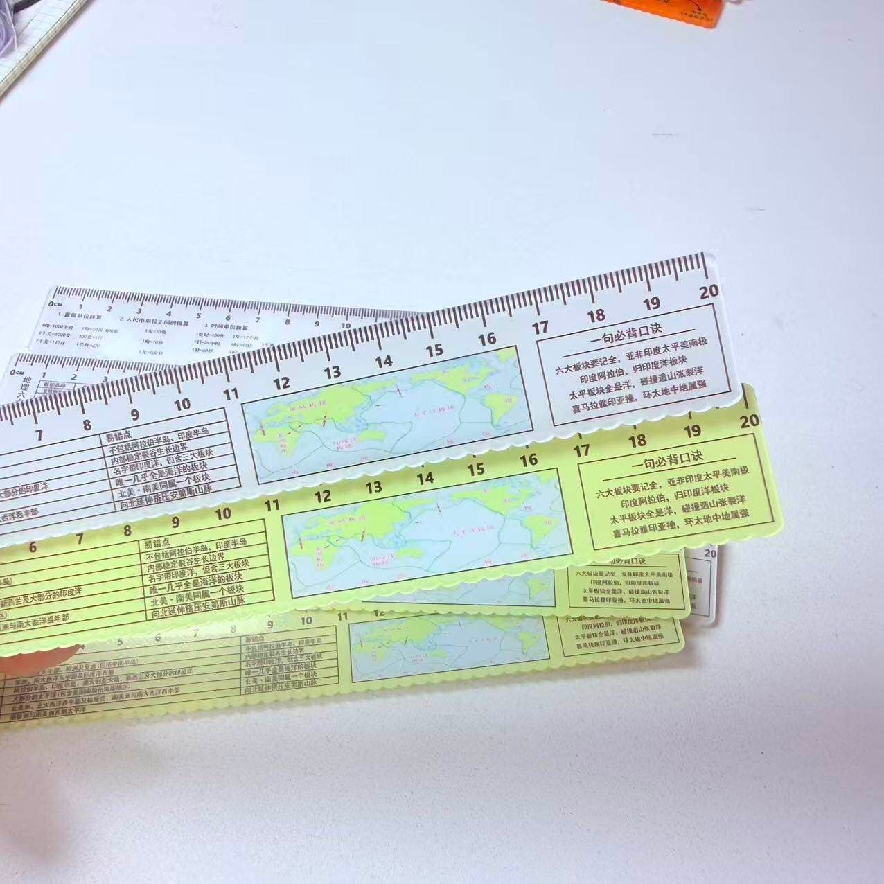 Geographic Six Major Plates Ruler Student Measuring Drawing Ruler Multifunctional Learning Tool Exam Essential
