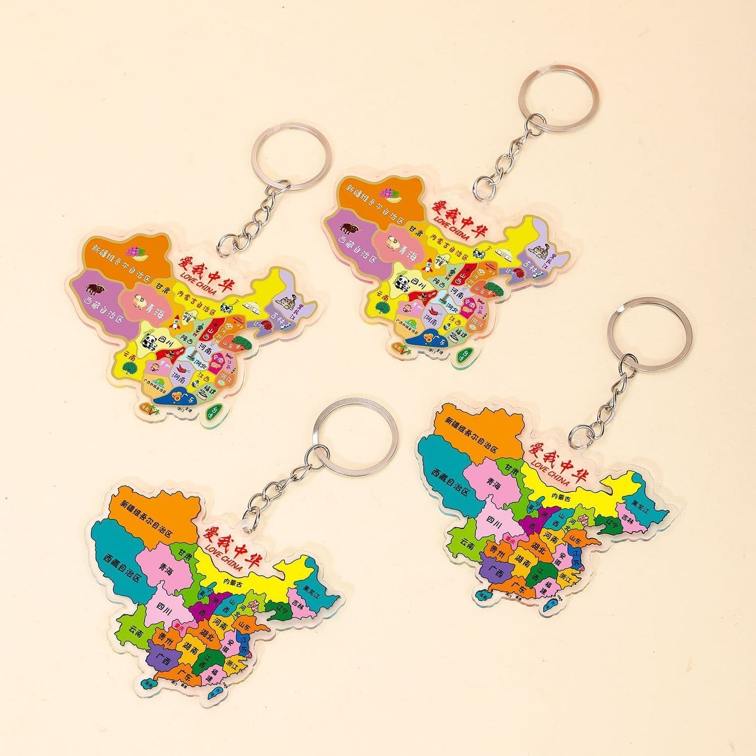China Map Backpack Keyring Patriotic Gift Acrylic City Map Cultural Creative Souvenir