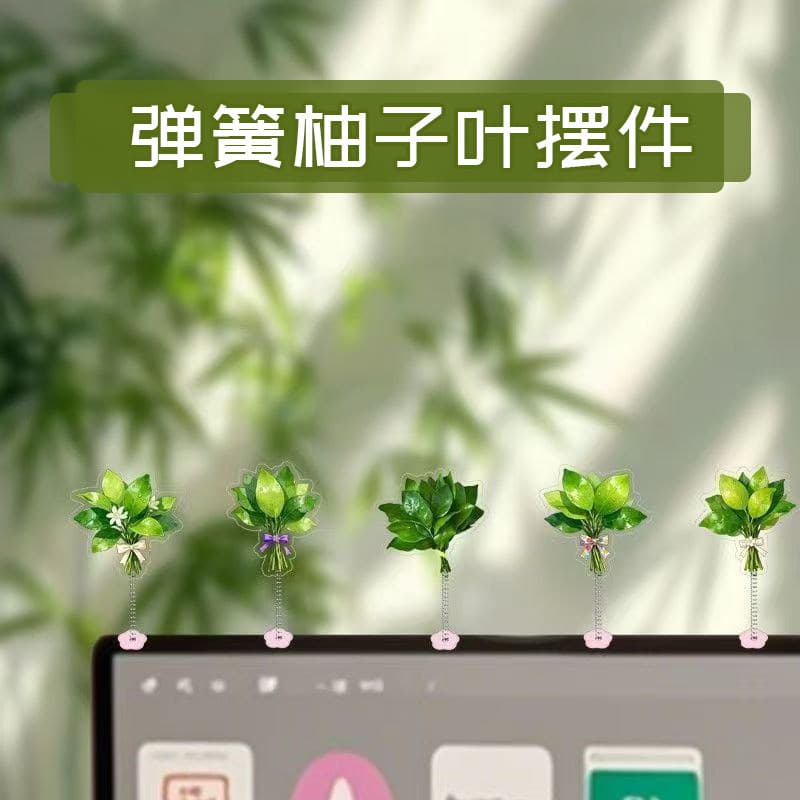 Acrylic Screen Decor with Spring Bobble - Pomelo Leaf Design for Luck