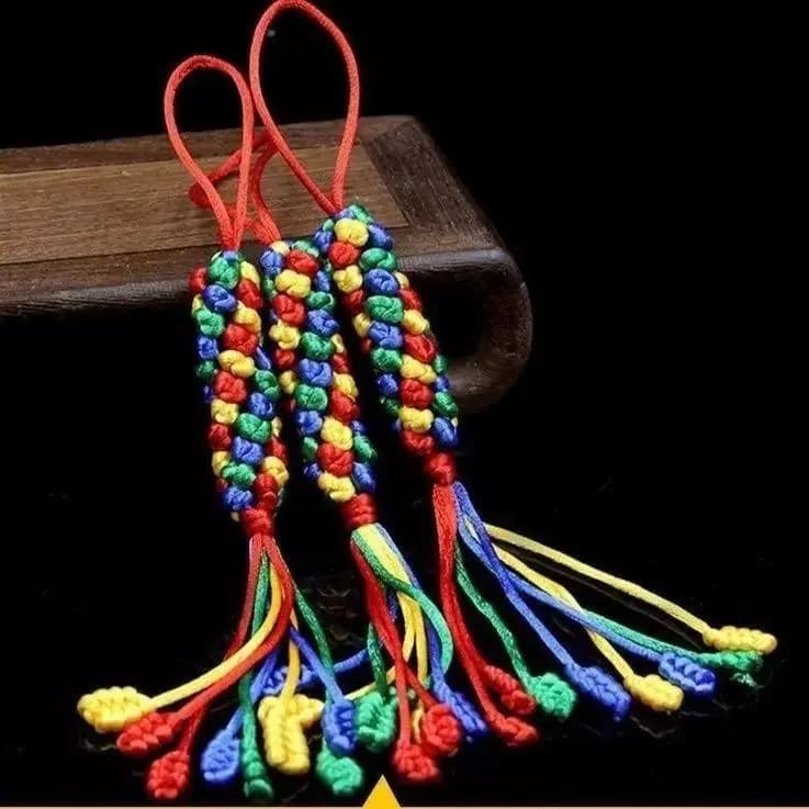Diamond knot car hanging ornament, colourful cord, handmade auspicious knot, four colours, decorative pendant