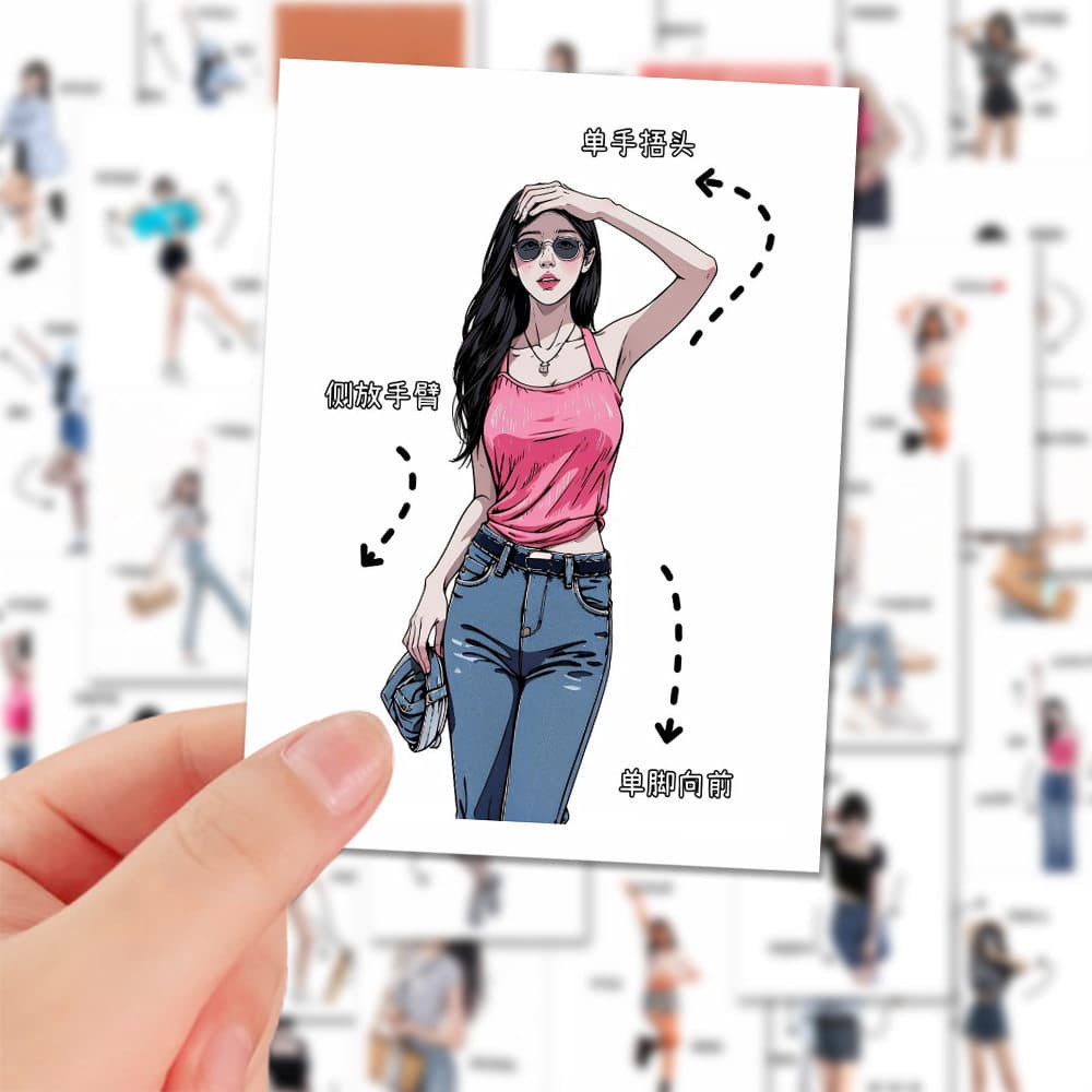 Pose Guide Sticker for Selfies – Cartoon Creative Fun Home Decor Sticker