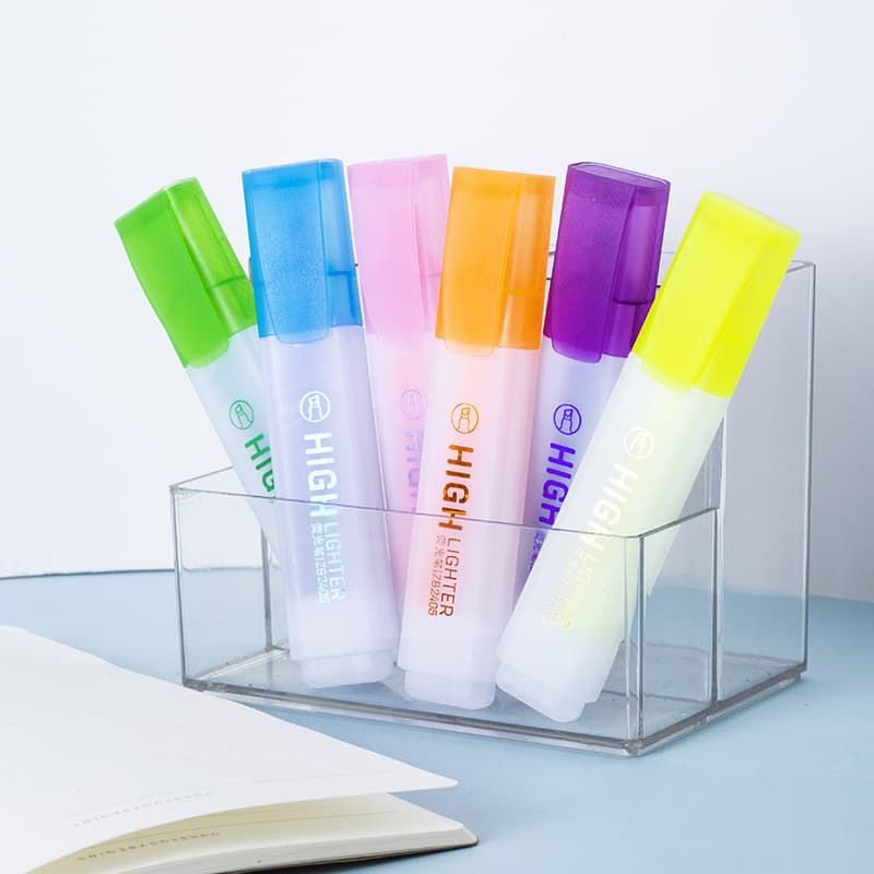 6-Colour Fluorescent Highlighter Marker Pens for Highlighting, DIY Scrapbooking and Student Use