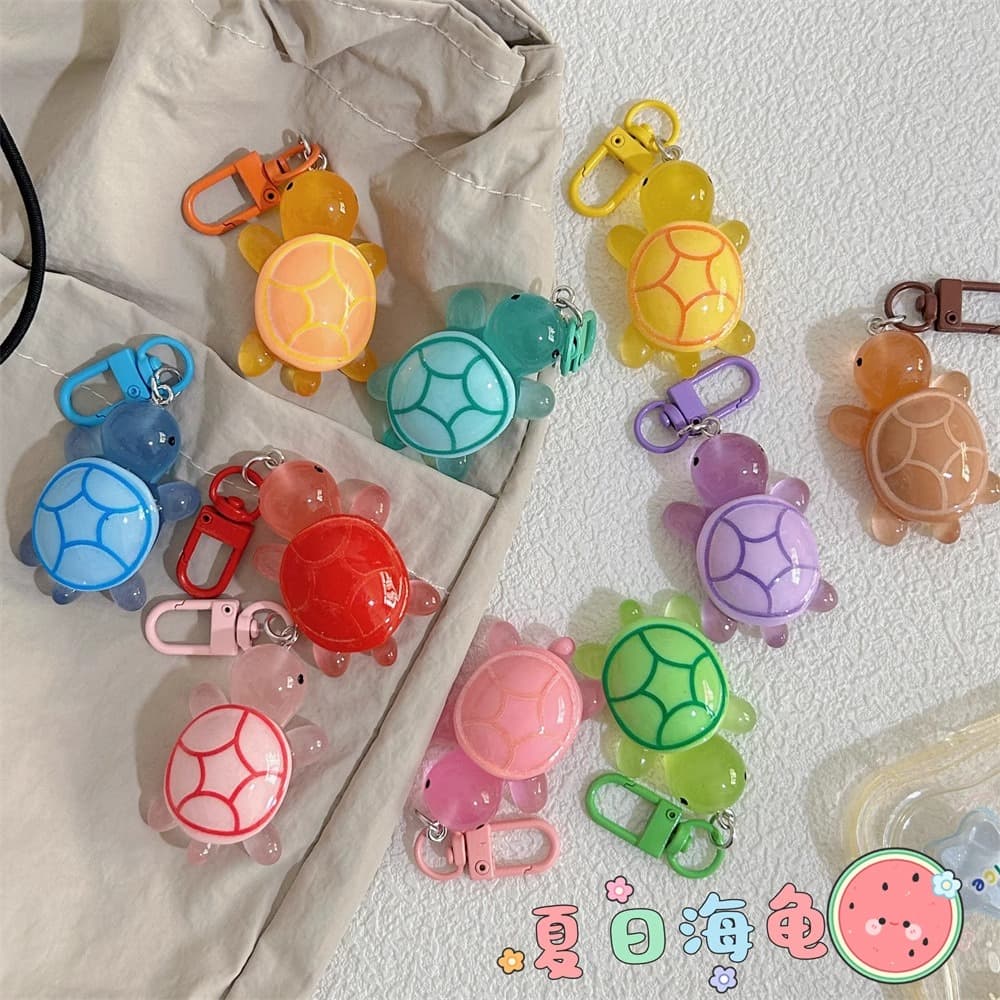 Glow-in-the-Dark Colourful Turtle Keyring, Sweet Design for Friends, Couples, Bags and Backpacks