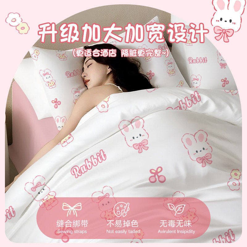 Travel Disposable Sheet, Duvet Cover, Pillowcase Set, Thick 4-in-1, Double Bed, Three-Piece Set