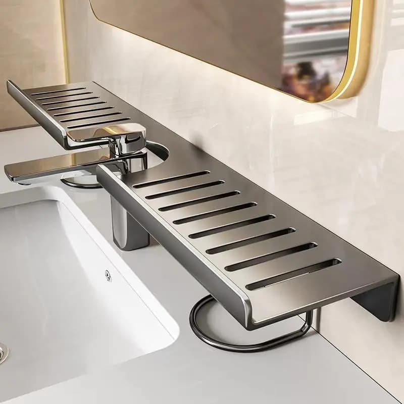 Vertical Faucet Storage Rack for Home Bathroom, No Drilling, Vanity Organiser for Toiletries