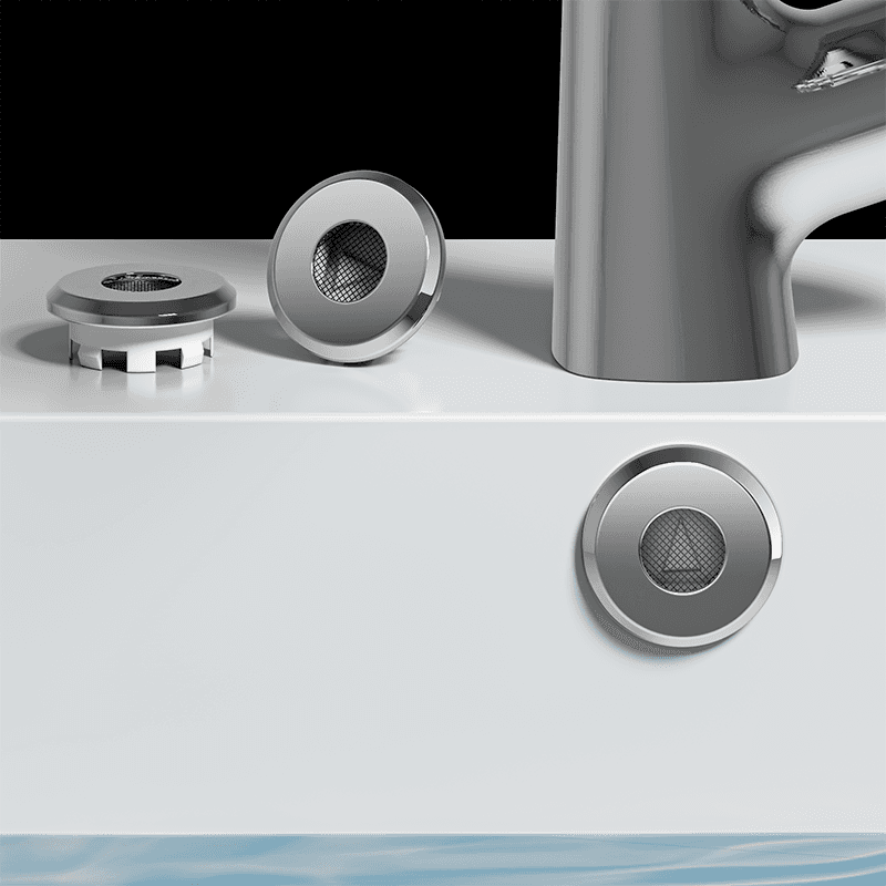 Stainless Steel Basin Overflow Cover with Ceramic Decorative Cap