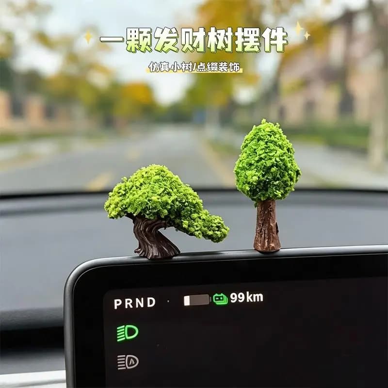 Fortune Tree Ornament Creative Car Decoration - Desktop Simulated Small Tree for Car Console