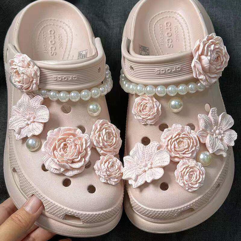 Crocs Compatible Shoe Charms - Floral and Chain DIY Decoration Accessories