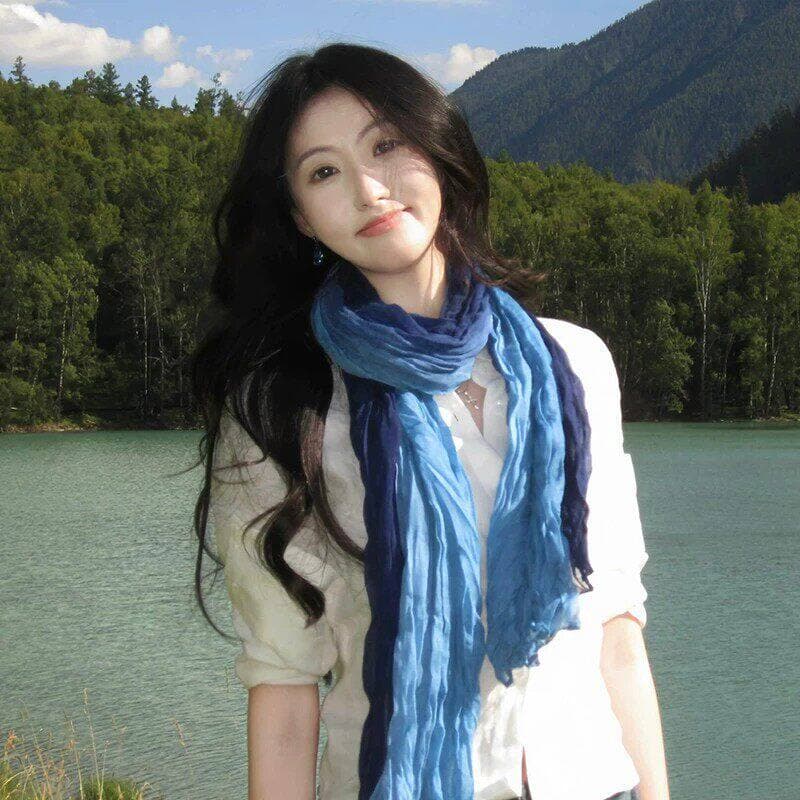 Bohemian Retro Ethnic Style Scarf – Wasteland Chic Headscarf, Tie-Dye Pleated Shawl, 2026 New Season