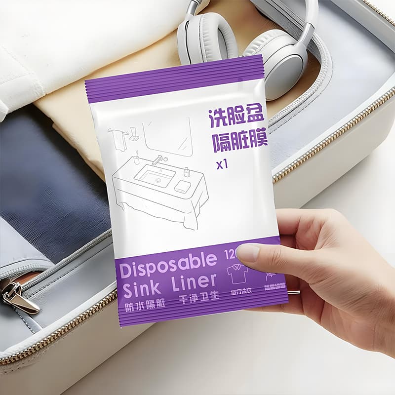 Disposable travel hygiene film for basins and sinks
