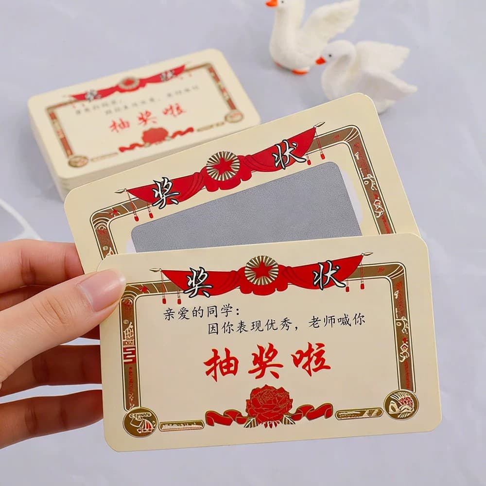 Mini Award Certificates Scratch Cards for Students Children Motivation Interactive Growth Lucky Scratch-off Handwritten Creative