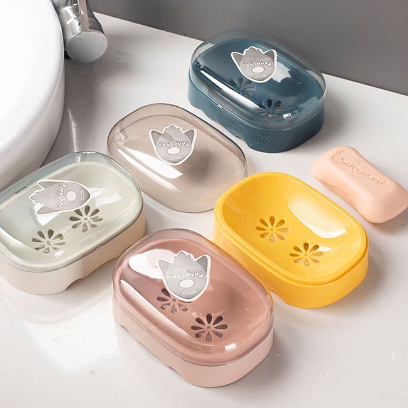 Bathroom Soap Dish with Drainage Rack, Transparent Soap Holder for Laundry Soap, for Dormitory and Home Use